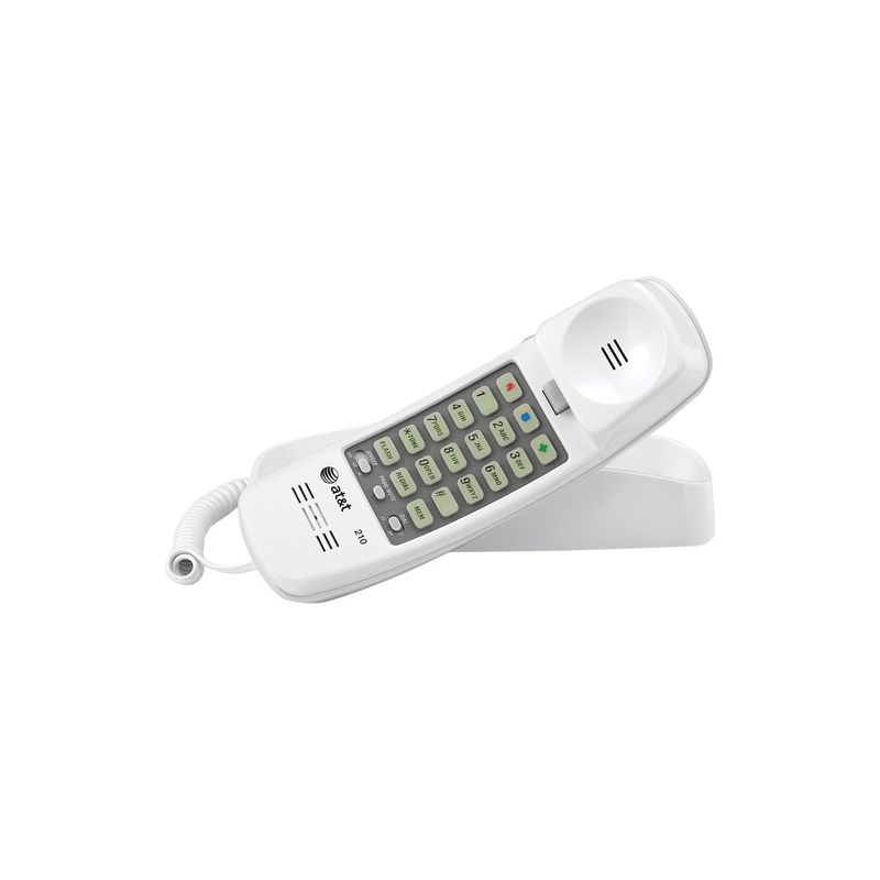 AT&T 210 Corded Trimline Phone with Speed Dial and Memory Buttons, White - 1 x Phone Line, 1 of 2