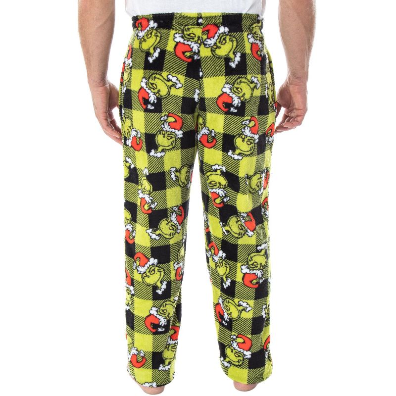 Dr. Seuss Men's The Grinch Sneaky Face Fleece Plush Pajama Pants, 3 of 6