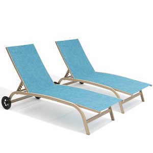 Pellebant Outdoor Living Cart Wheel Chaise Lounge Chair Pool Lounger with Adjustable Back - 1 of 4