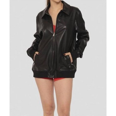 Women's Vegan Leather Biker Jacket - mono b