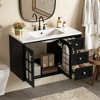 Vynxaria 36" Black Floating Bathroom Storage Cabinet with Ceramic Sink and Soft-Close Drawers - 4 of 4