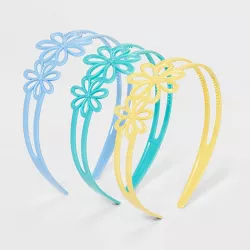 Girls' 3pk Plastic Split Flower Headbands - art class™