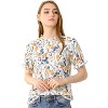 INSPIRE CHIC Women's Ruffled Short Sleeve Floral Mock Neck Summer Top - 2 of 4