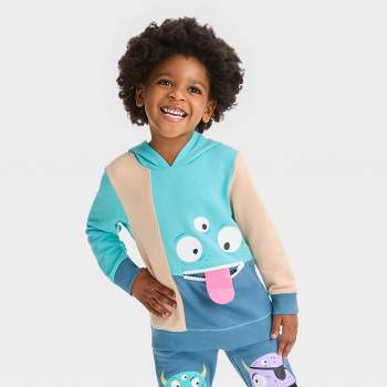 Toddler Boys' Monster Printed French Terry Pullover Hoodie Sweatshirt - Cat & Jack™ Aqua Blue