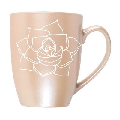 Elanze Designs Botanical Succulent Nature Coffee Cup Mug 10 Ounce Ceramic With Shimmery Metallic Finish Elegant Minimalist Echeveria Plant Silhouette