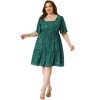 Agnes Orinda Women's Plus Size Sparkly Star Square Neck Ruffle Short Sleeve Flowy Summer Midi Dress - 3 of 4