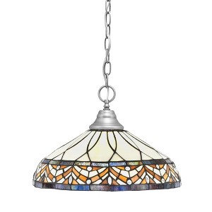 Toltec Lighting Any 1 - Light Pendant in  Brushed Nickel with 16" Royal Merlot Art Glass Shade - 1 of 1