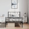 vidaXL Twin XL Metal Bed Frame with Headboard & Footboard, Sturdy Steel,  Black, No Mattress - 3 of 4
