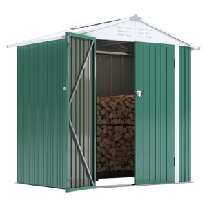 LACOO 6' x 4' Peak-Roof Patio Metal Shed - 1 of 4