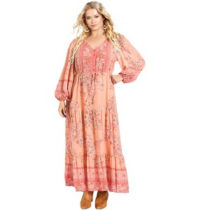Avenue Women's Plus Size Ellery Long Sleeve Maxi Dress - 1 of 4