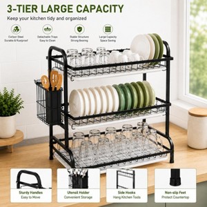 AEELLEEA 3-Tier Dish Drying Rack with Drain Tray & Utensil Holder ...