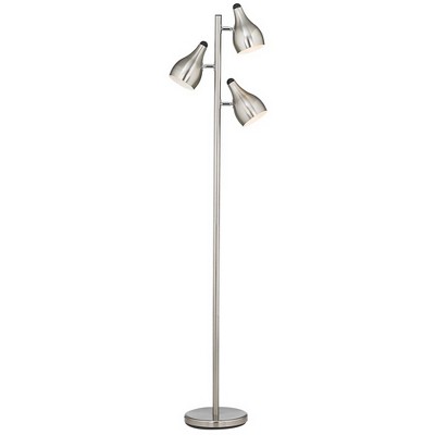 Modern Floor Lamp 3-Light Tree Brushed Steel Adjustable Shades for Living Room Reading Bedroom Office