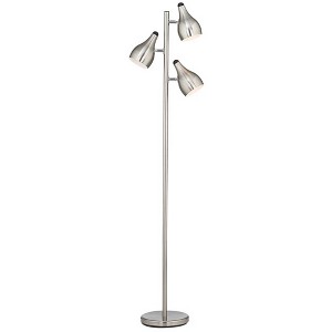 360 Lighting Modern Floor Lamp 3-Light Tree 64" Tall Brushed Steel Adjustable Shades for Living Room Reading Bedroom Office - 1 of 4
