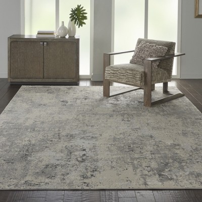 Abstract Elegance 7'10" x 10'6" Grey and Ivory Modern Area Rug