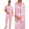INSPIRE CHIC Men's Satin Nightwear Short Sleeve Shirt Sleep Shorts Casual Pajamas Set 2 Pieces - 4 of 4