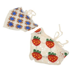 Unique Bargains Halloween Christmas Knitted Triangle Bandana Beige 2 Pcs - 1 of 4