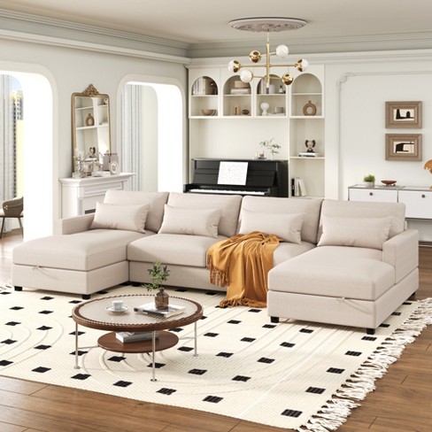 Modern beige on sale sectional sofa