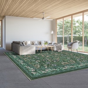 Washable Area Rugs for Living Room Botanical Low Pile Floral Farmhouse Vintage Playroom Girls Rugs Kitchen Runners - 1 of 4