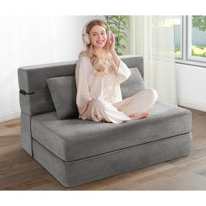 Homdox Folding Sofa Bed Chair w/ Pillow, Convertible Chair Sleeper, Foam Floor Mattress for Living Room/Dorm/Guest/Office Twin - 1 of 4