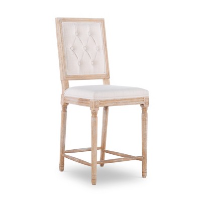 Avalon Linen Tufted Square Back Counter Height Barstool White - Linon