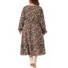Agnes Orinda Women's Plus Size Bohe Floral Print V Neck Long Sleeve Ruffle Hem A Line Midi Dresses - 4 of 4
