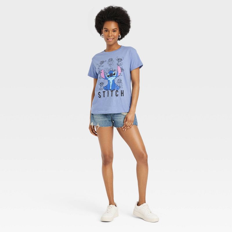 Women's Disney Stitch Short Sleeve Graphic T-Shirt - Blue, 3 of 4