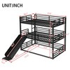 TIRAMISUBEST Twin/Twin/Full, Full/Full/Full, Queen/Queen/Queen, 3 Sizes Metal Triple Bunk Bed Frame with Slide & Ladder - 4 of 4