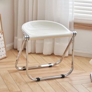 Gulches Foldable Acrylic Chair ¨C Transparent Retro Style, Stackable Portable Stool for Home/Office/Dining/Outdoor Leisure - 1 of 4
