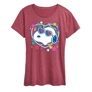 Women's - Peanuts - Snoopy Groovy Heart Short Sleeve Graphic T-Shirt - 1 of 4