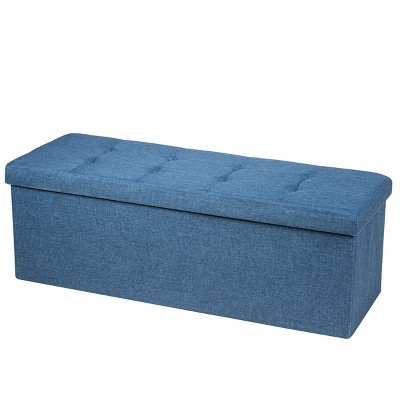 Tangkula Storage Ottoman Fabric Folding Storage Chest with Divider Bed End Bench