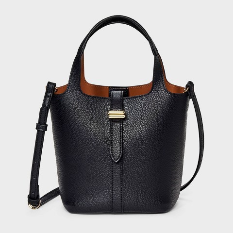 A New Day Mini Tulip Tote Handbag with Crossbody Strap - A New Day™ Black