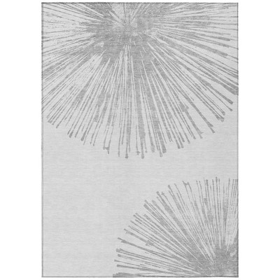 Gray And Ivory Abstract Washable Indoor Outdoor Area Rug