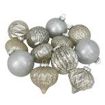Northlight 12ct Champagne and Silver Mercury Glass Style Glass Christmas Ornament Set 3"