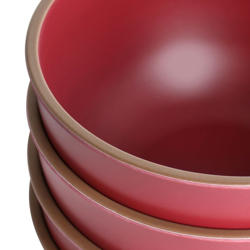 Gibson Home Rockabye 4 Piece Melamine Cereal Bowl Set in Dark Pink, 4 of 8