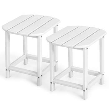 Costway 2PCS 18'' Patio Adirondack Side Table Weather Resistant Garden Yard White