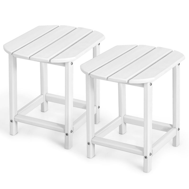 Costway 2PCS 18'' Patio Adirondack Side Table Weather Resistant Garden Yard White, 1 of 8