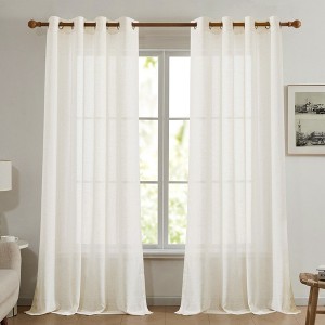Deconovo Faux Linen Grommet Semi-Sheer Curtains (2 Panels, OEKO) - 1 of 4
