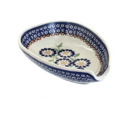 Blue Rose Polish Pottery Peach Blossom Small Spoon Rest