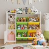 Kids Wooden Toy Organizer, Children Toy Storage Shelf with 8 Bins and 3 Shelves, Kid Bookshelf Playroom Organization Bookcase for Storing Toys, Books - 4 of 4