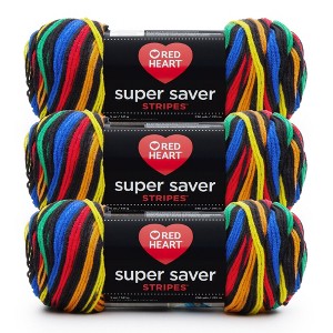Red Heart Super Saver Yarn 3 Pack-Primary Stripes - 1 of 4