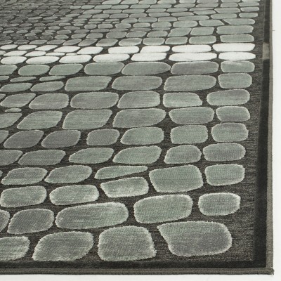 Hand-Tufted Geometric Gray Wool and Viscose 5'1" x 7'6" Area Rug