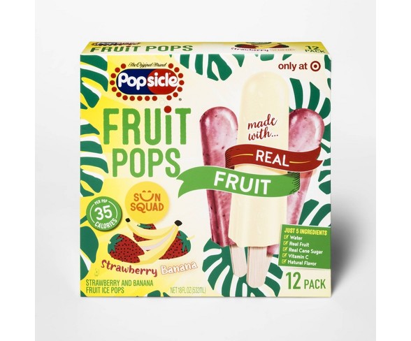 Popsicle Frozen Strawberry Banana Fruit Pops - 18oz/12pk