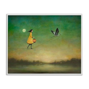 Stupell Industries Girl Following Bird Yellow Dress Vivid Green Landscape Black Framed Giclee Art - 1 of 4