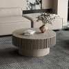 31.5'' Round Coffee Table With Storage Center Table For Living Room,Drum Coffee Table And Tables-Cuddlewood - 2 of 4