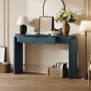 55" Entryway Console Table with 2 Drawers, Wooden Narrow Sofa Table Behind Couch, Rectangular Console Table for Entryway Hallway Living Room - 1 of 4