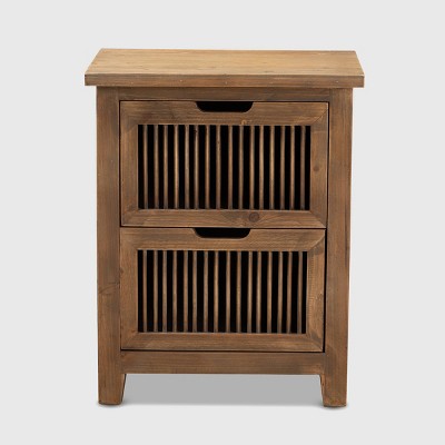 Clement Rustic Medium Oak 2-Drawer Spindle Nightstand
