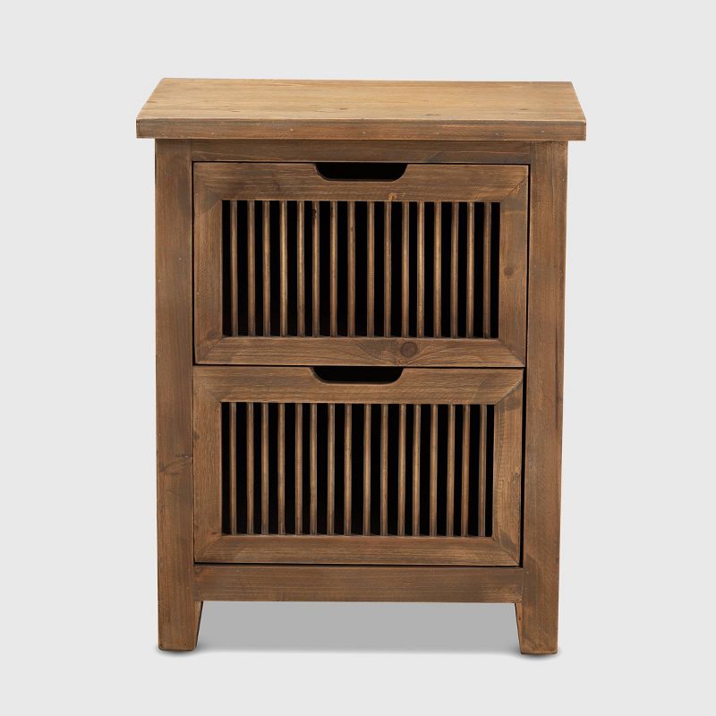 Clement 2 Drawer Wood Spindle Nightstand Brown - Baxton Studio, 4 of 10