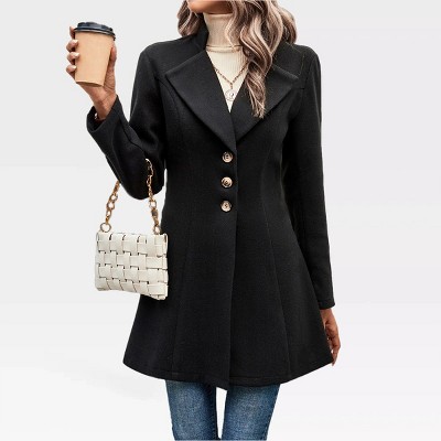 Womens Long Sleeve Blazer Laypel Neck Front Button Long Blazer Jackets Cinched Wasit Blazer Business Casual Outfits Jackets for Office