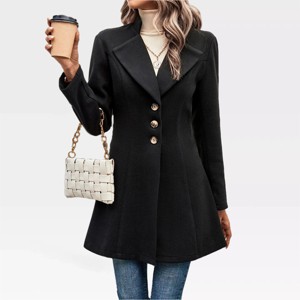 Womens Long Sleeve Blazer Laypel Neck Front Button Long Blazer Jackets Cinched Wasit Blazer Business Casual Outfits Jackets for Office - 1 of 4