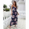 Women's Strap Maxi Hawaiian V Neck Floral Casual Beach Dresses - 3 of 4
